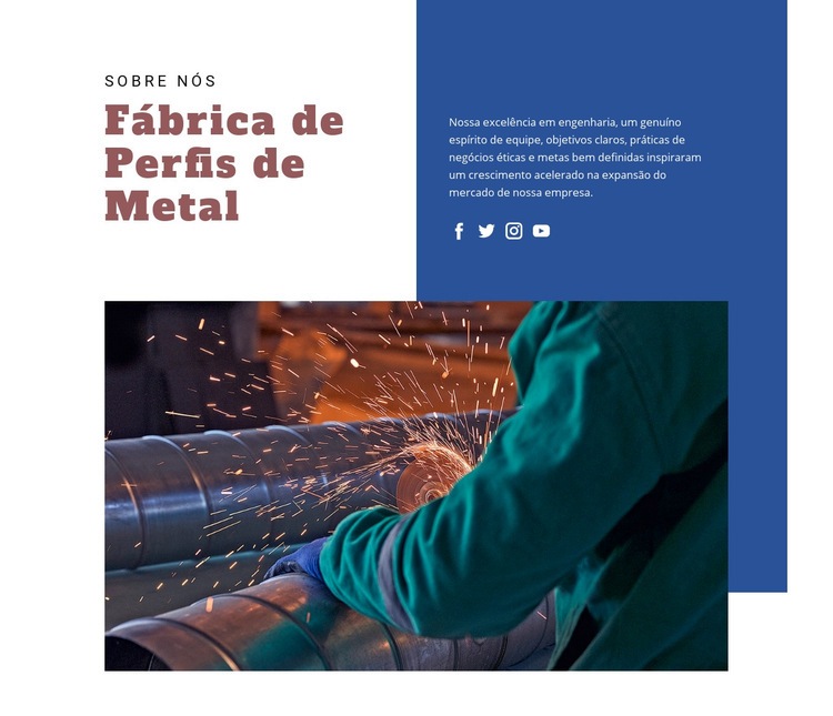 Fábrica de Perfis de Metal Modelo de uma página