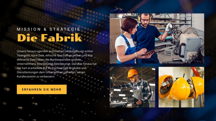 Fabrik-Missionsstrategie Website Builder-Vorlagen