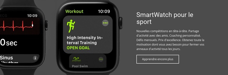 Smartwatch pour le sport Maquette de site Web