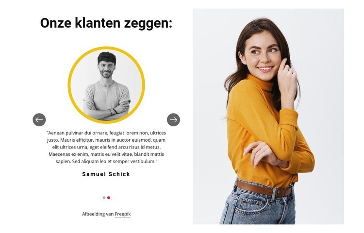 Getuigenissen in split Website mockup