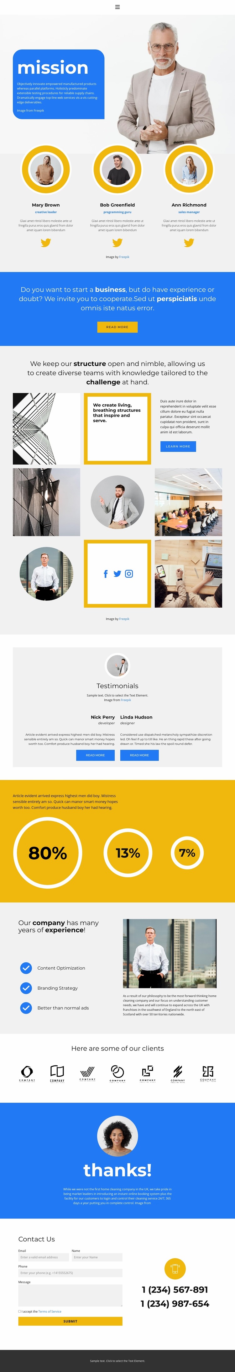 Our business mission Website Builder Templates