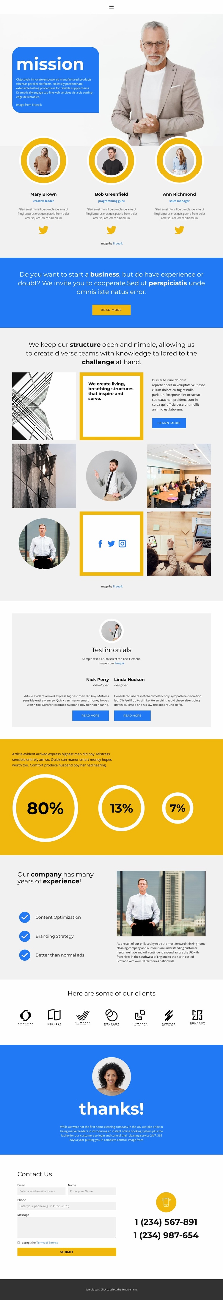Our business mission Website Template