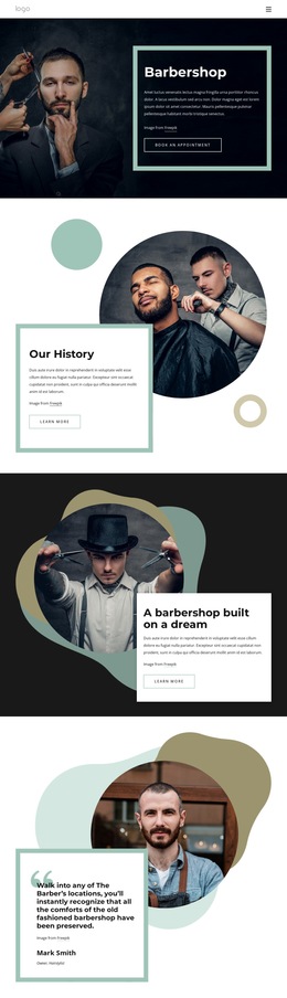 Barber Shop Through The Ages Html5 Responsive Template