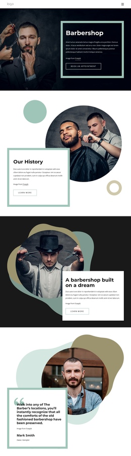 Barber Shop Through The Ages - One Page Bootstrap Template
