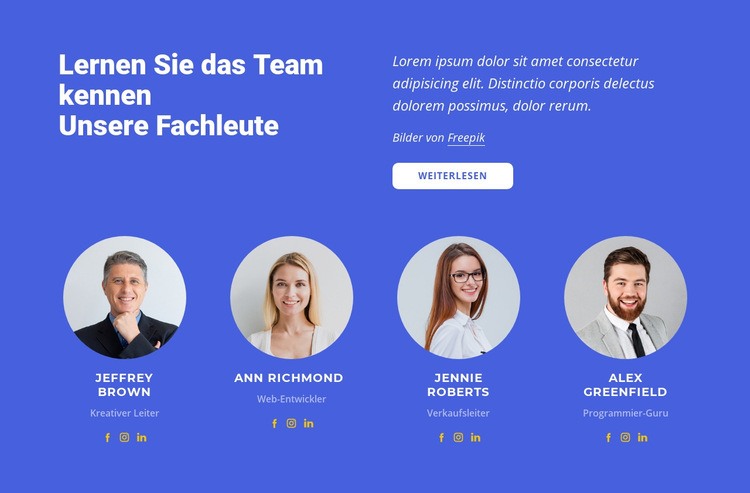 Unsere Top-Spezialisten Landing Page