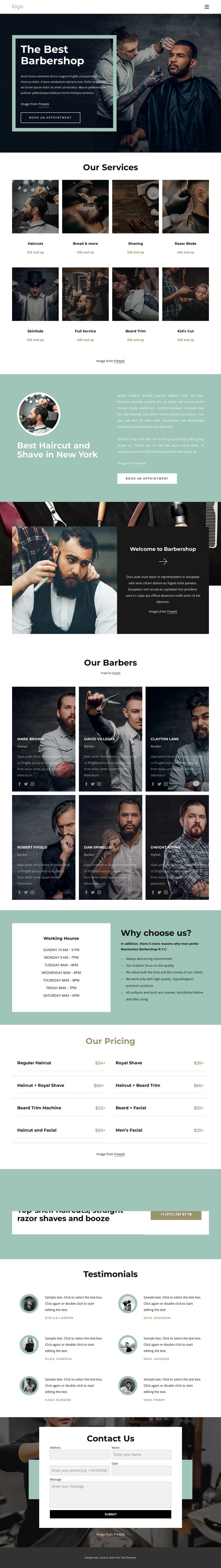 The best barbershop Elementor Template Alternative