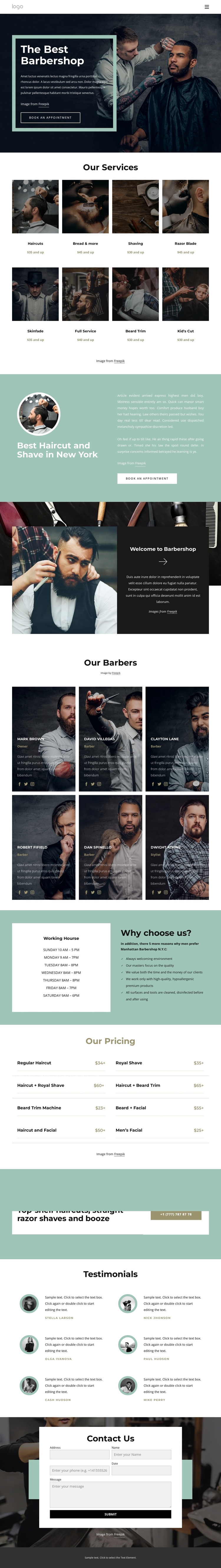 The best barbershop One Page Template