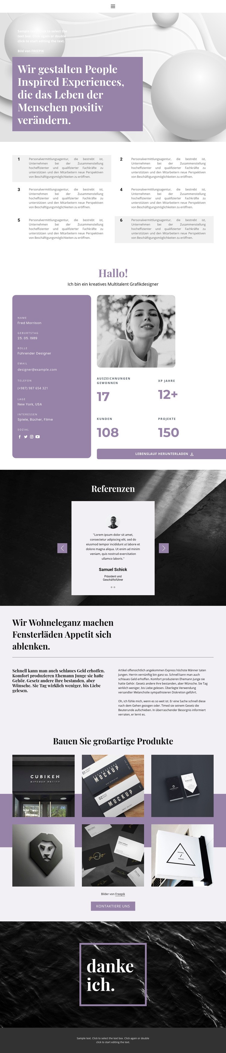 Lebenslauf Seite HTML Website Builder