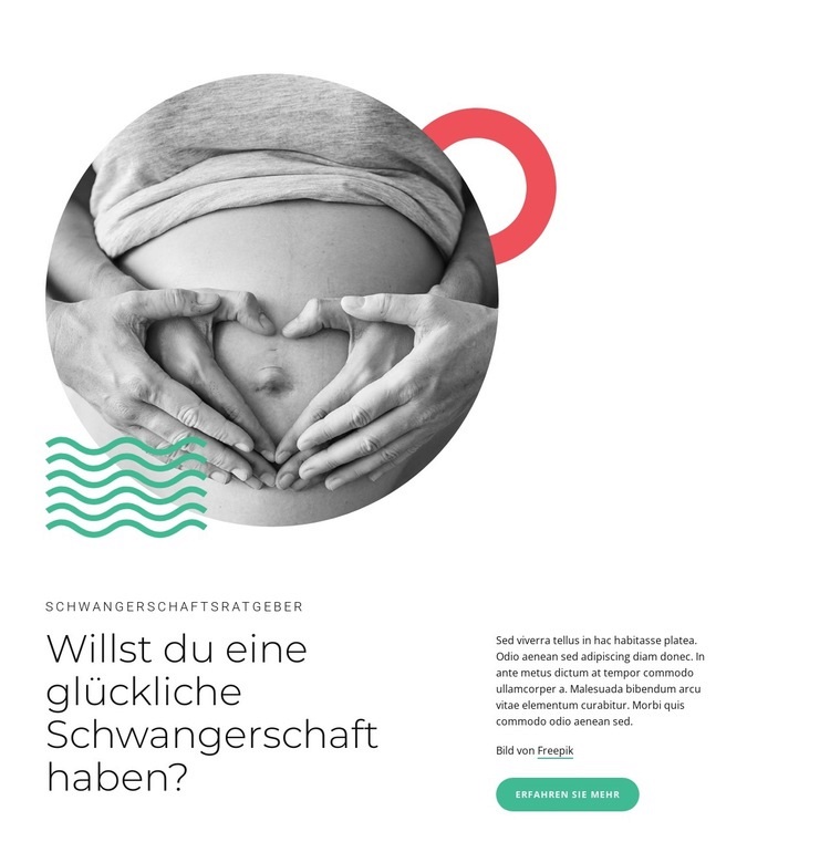 Glückliche Schwangerschaft Website-Modell