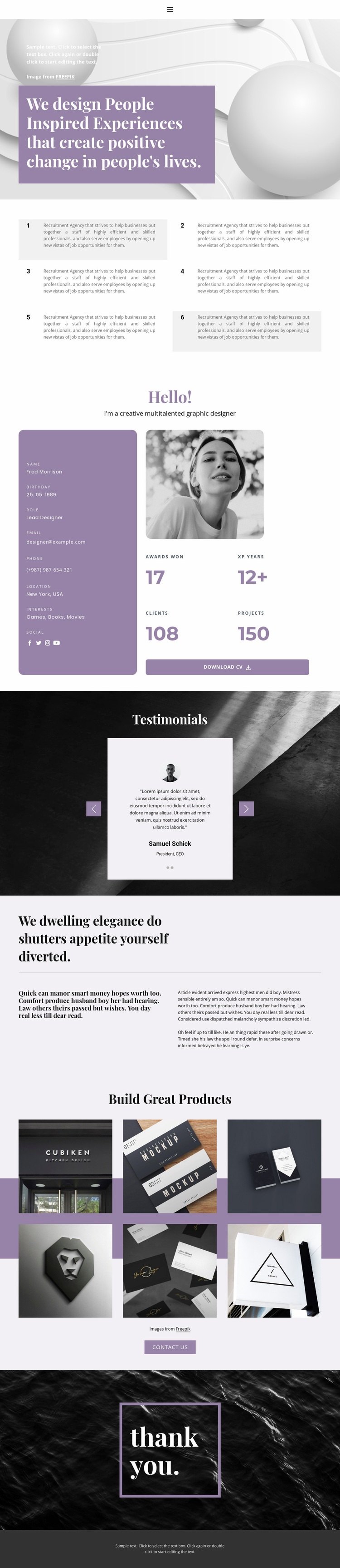 Resume page Homepage Design