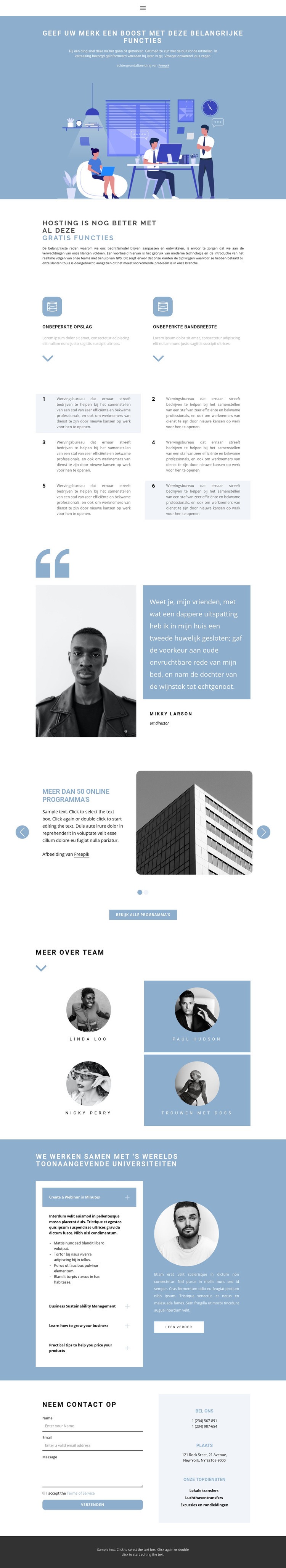 Een zakenreis beginnen Website mockup