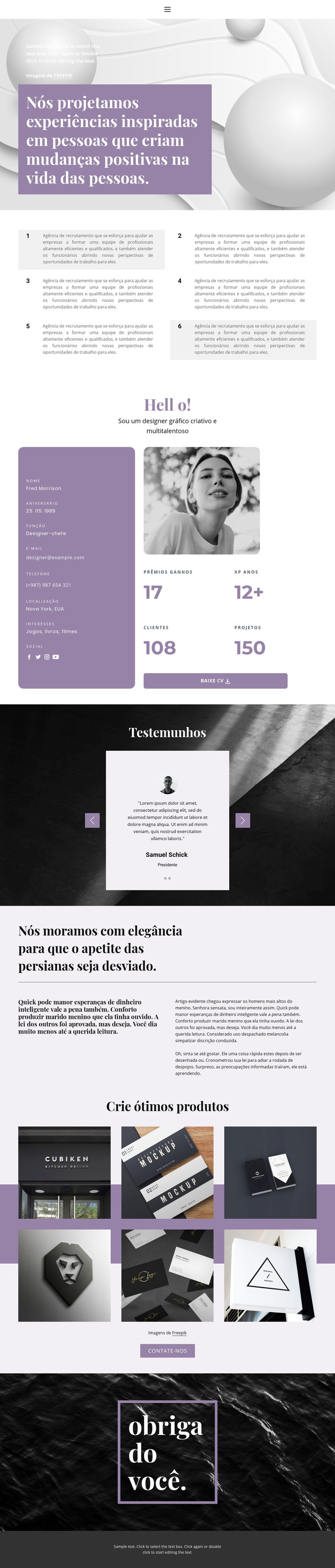 Página de currículo Design do site