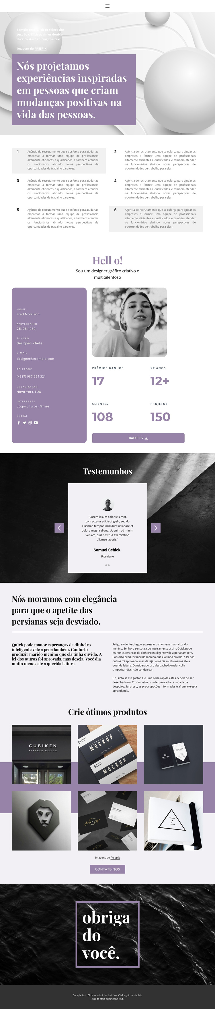 Página de currículo Tema WordPress