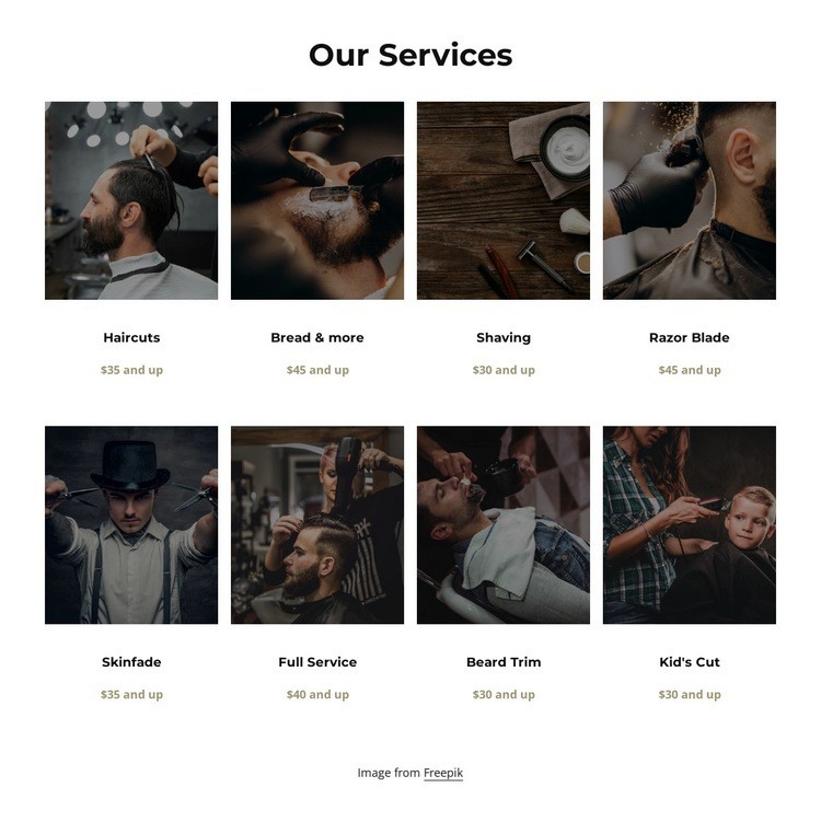 Contemporary haircuts & grooming Web Page Design