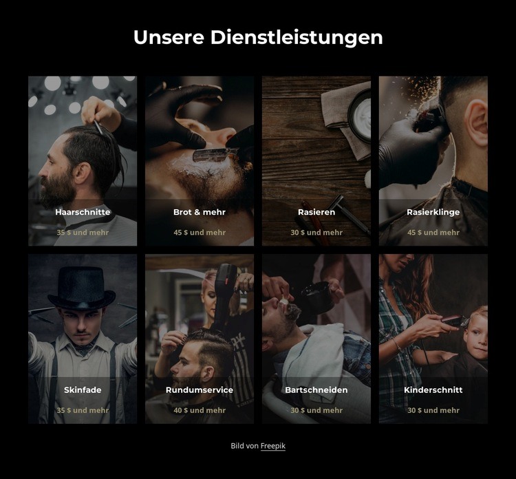 Haarschnitt-, Rasier- und Bartschneidedienste Website design