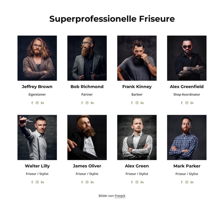 Super professionelle Friseure Website-Vorlage