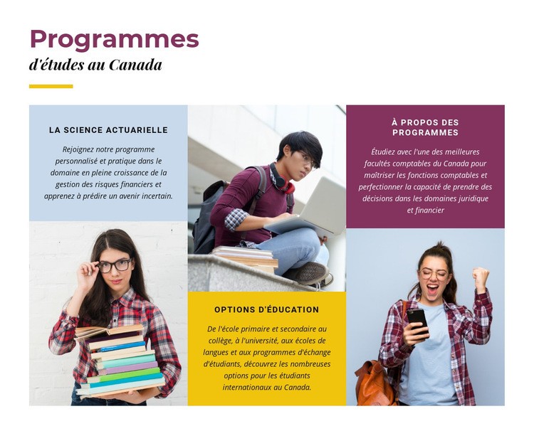 Programmes d'études au Canada Conception de site Web