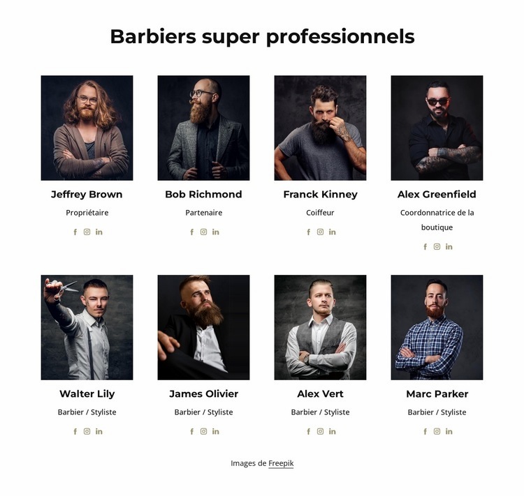 Des barbiers super professionnels Maquette de site Web
