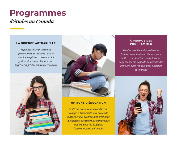 Programmes d'études au Canada Modèle HTML