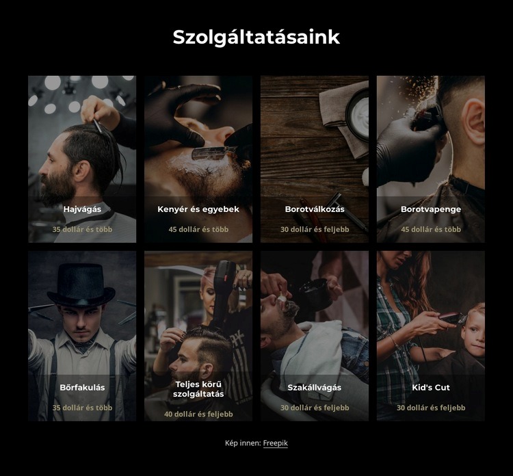 Hajvágás, borotválkozás és szakállvágás HTML Sablon