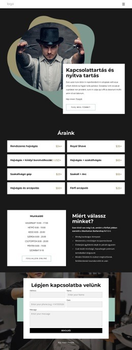 Fodrászat elérhetőségei és nyitva tartása Sablonok