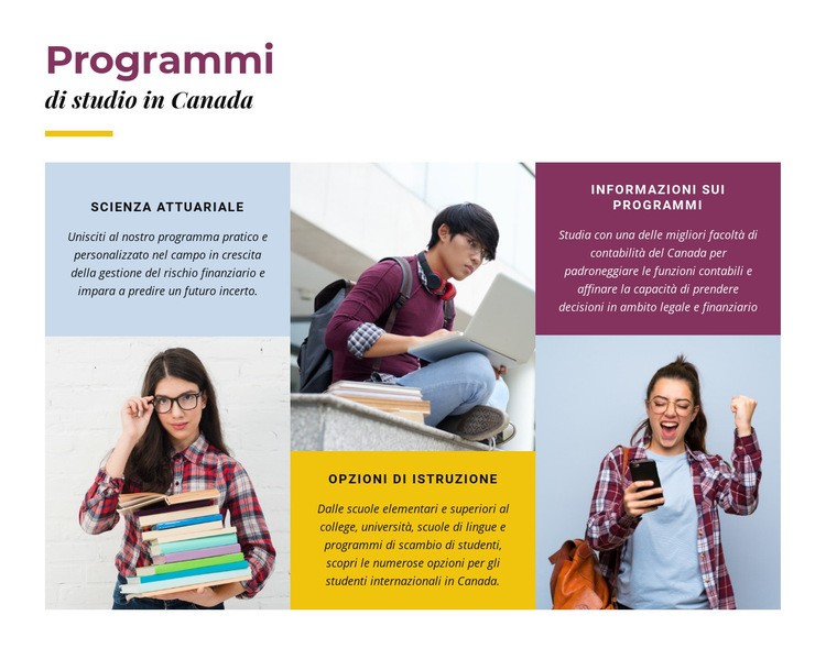 Programmi di studio in Canada Un modello di pagina