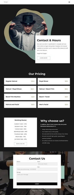 Customizable Professional Tools For Barbershop Contacts And Hours
