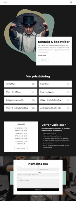 Frisörens kontakter och öppettider HTML-mallar