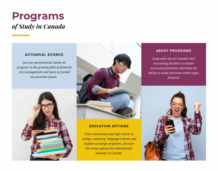 Programs of study in canada Website Mockup