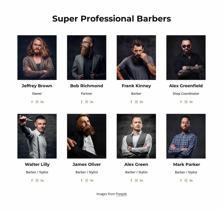 Super professional barbers Website Mockup