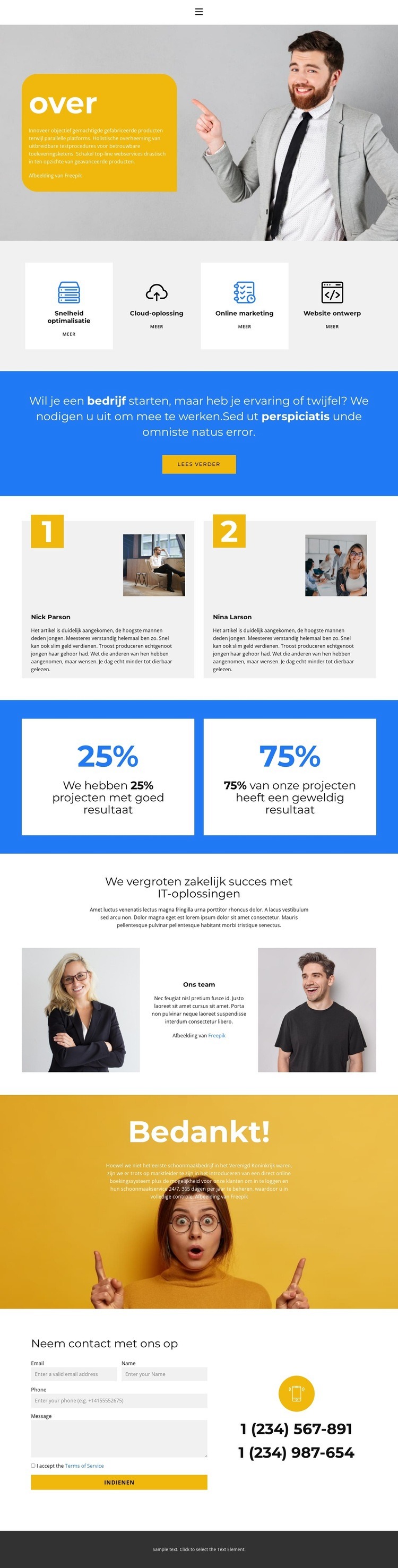 Over de zakelijke missie Website mockup