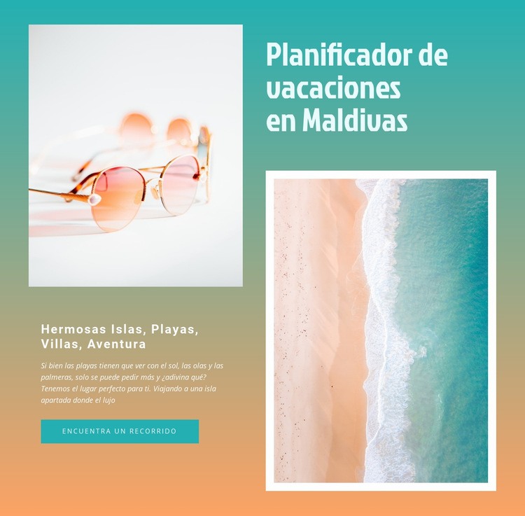 Planificador de vacaciones maldivas Plantilla de sitio web