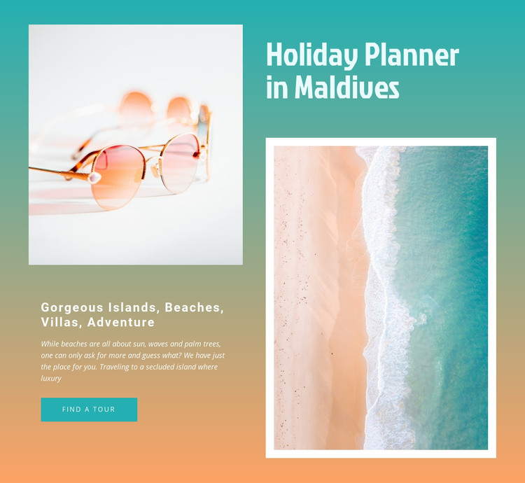 Holiday planner maldives Homepage Design