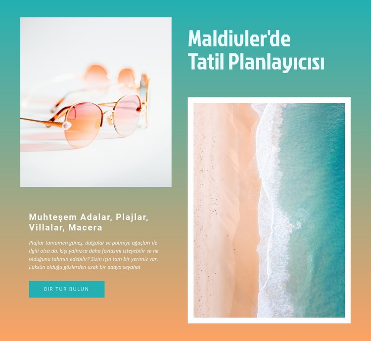 Tatil planlayıcısı Maldivler Açılış sayfası