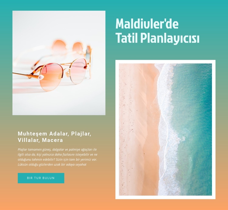 Tatil planlayıcısı Maldivler Bir Sayfa Şablonu