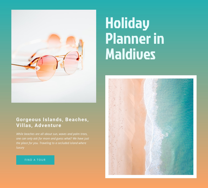 Holiday planner maldives Web Page Design