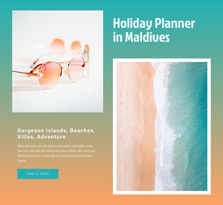 Holiday planner maldives Website Builder Templates