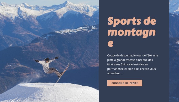 Sports de montagne Maquette de site Web