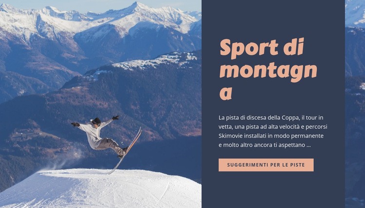 Sport di montagna Mockup del sito web
