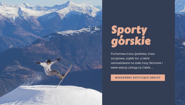 Sporty górskie Makieta strony internetowej