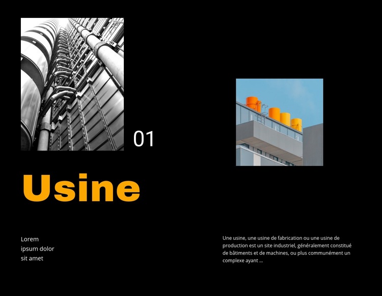 Usine Page de destination