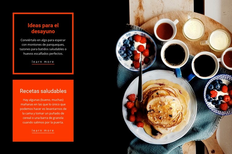 Desayuno de recetas saludables Plantillas de creación de sitios web