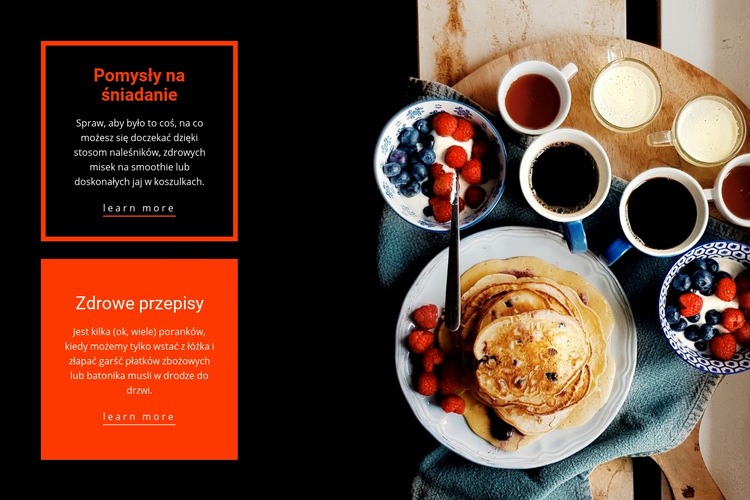Zdrowe śniadanie przepisy Makieta strony internetowej