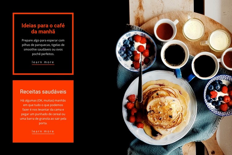 Café da manhã com receitas saudáveis Design do site