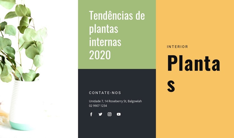 Tendências de plantas de interior Modelo de uma página