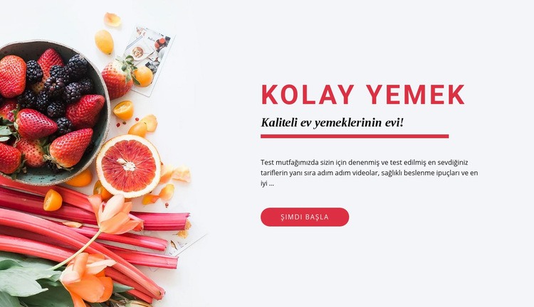 Kolay Yemek Web Sitesi Mockup'ı