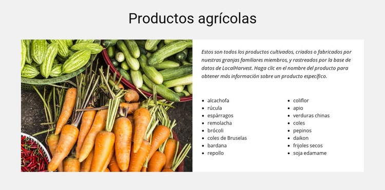 Productos agrícolas Creador de sitios web HTML