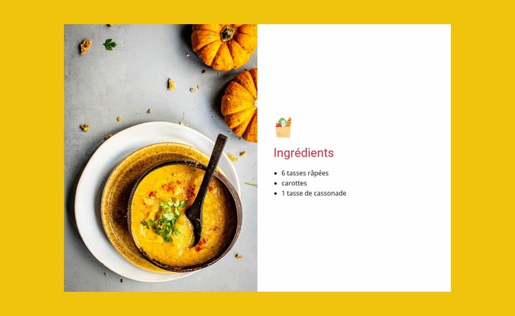 Informations nutritionnelles des ingrédients Maquette de site Web