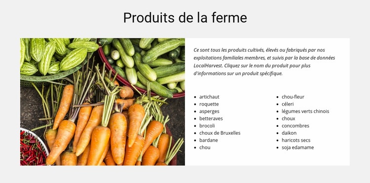 Produits de la ferme Maquette de site Web