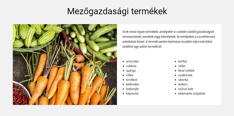 Mezőgazdasági termékek Weboldal sablon